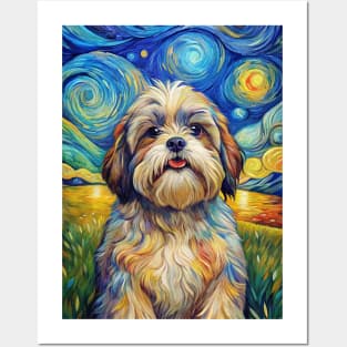 Shih Tzu Dog Breed Painting in a Van Gogh Starry Night Art Style Posters and Art